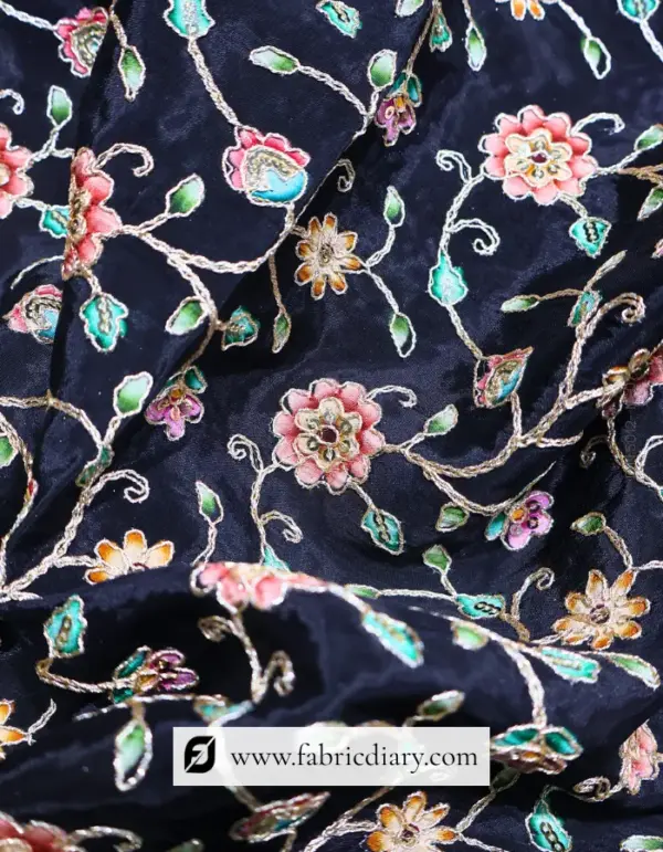 Black Position Print Fabric on Viscose Natural Crepe Wholesale