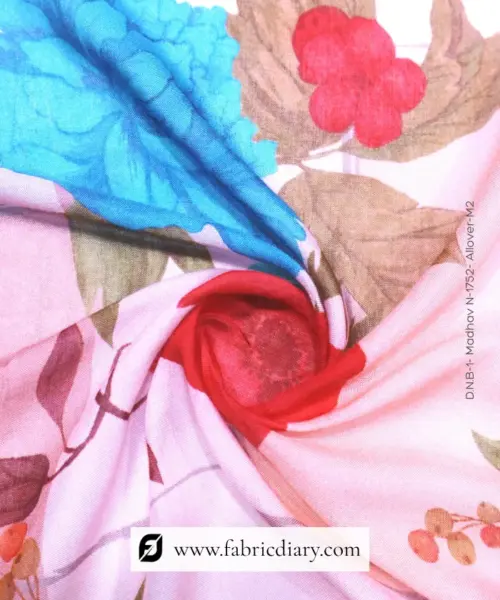 Peach Floral Muslin Fabric for Boutiques