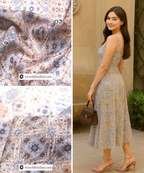 Vintage Poly Linen Print Fabric