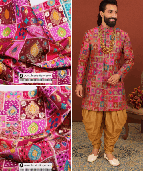 Pink Position Print Jacquard Fabric