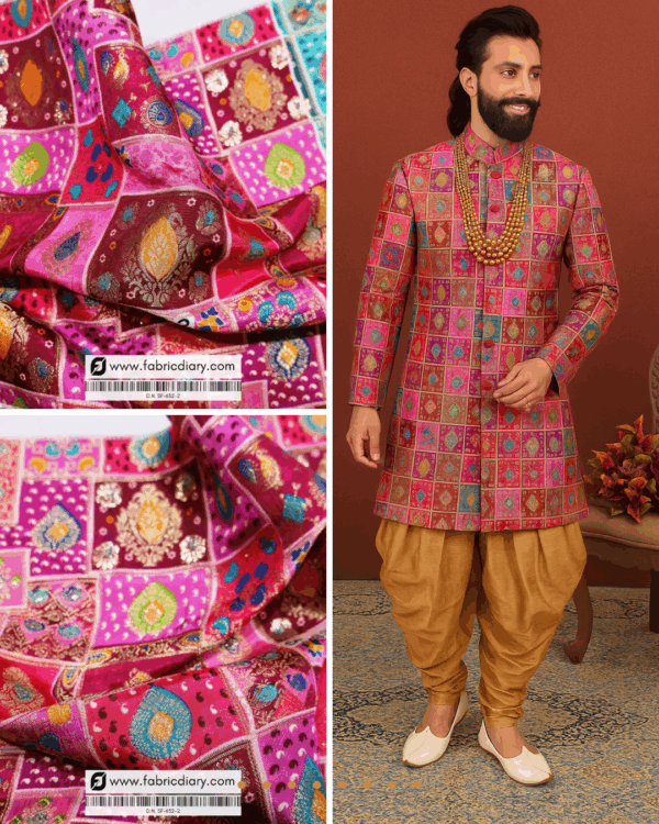 Pink Position Print Jacquard Fabric