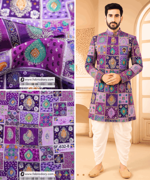 Deep Purple Position Print Jacquard Fabric