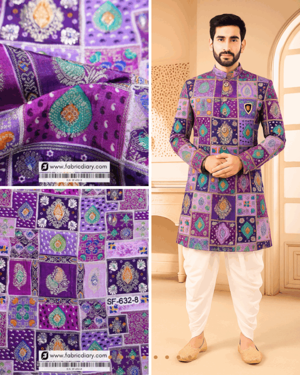 Deep Purple Position Print Jacquard Fabric