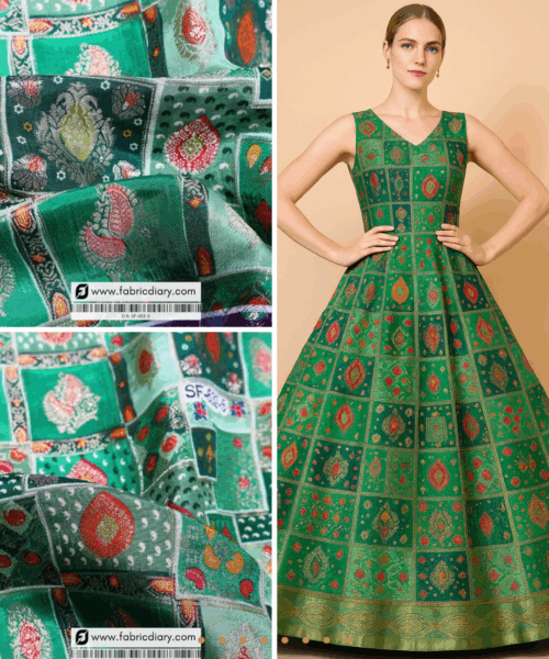 Mint Green Position Print Jacquard Fabric 