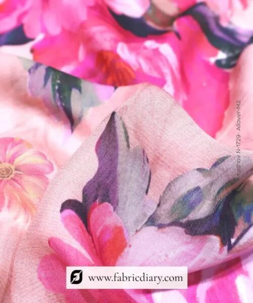Pink Floral Muslin Fabric for Girls Outfit