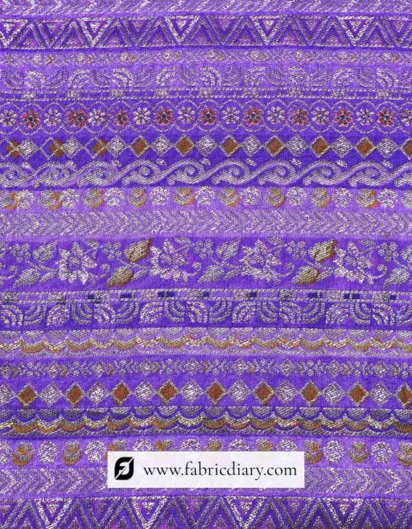 Purple Dola Silk Jacquard Printed Fabric for Designer