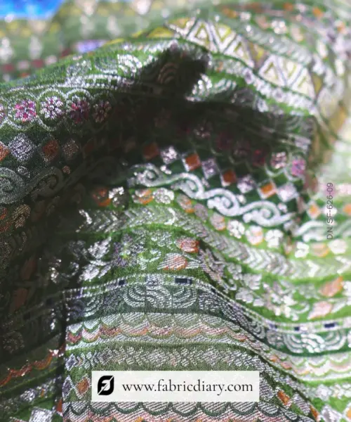 Green Dola Silk Jacquard Print Fabric