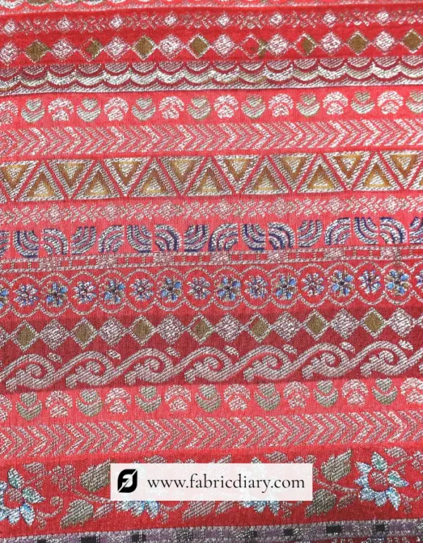 Dola Silk Jacquard Printed Fabric for Bridal Sherwani & Decorative Curtains