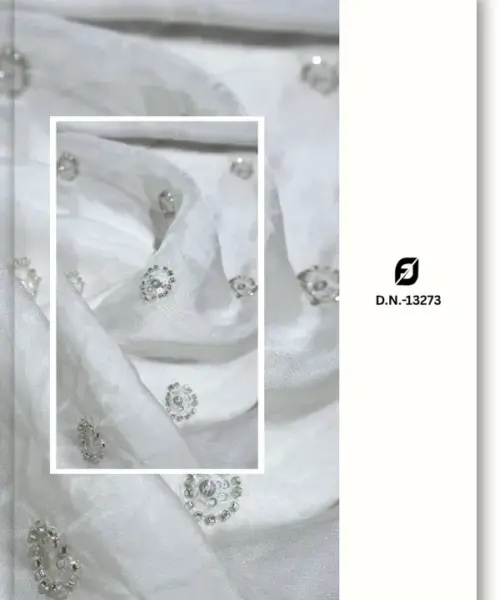 Beaded Butti Organza Embroidery Fabric Manufacturer