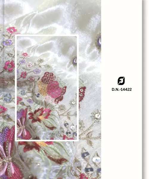 Bridal Floral Sequin Embroidered Tissue Lehenga Fabric