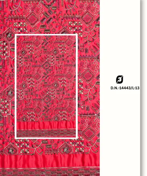 Red Linen Satin Embroidered Sherwani Fabric for Men's Sherwani