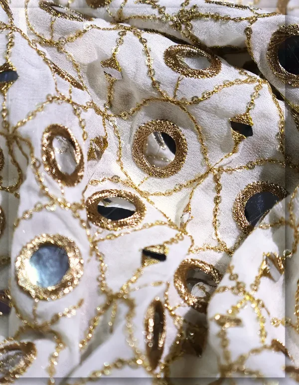 Tissue Gold Mirror Work Fabric Manufacturer India