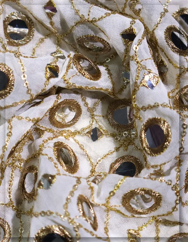 Tissue Gold Mirror Work Fabric Manufacturer Gujarat