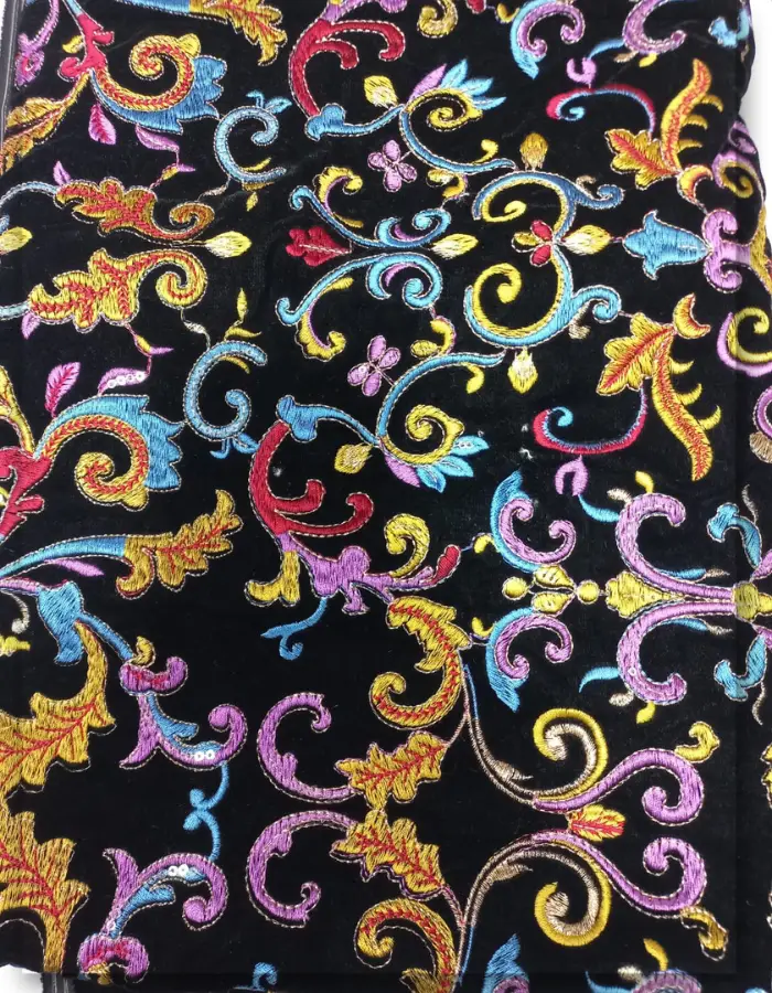 Arabian Designer Velvet Embroidery Fabric India