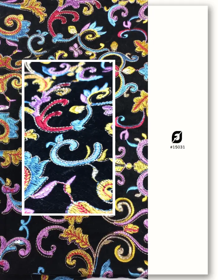 Arabian Designer Velvet Embroidery Fabric