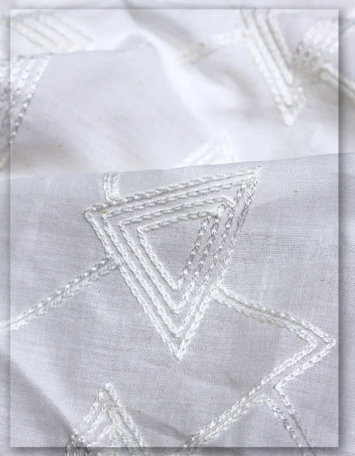 White Cambric Cotton Veil Lace Embroidery Fabric Surat