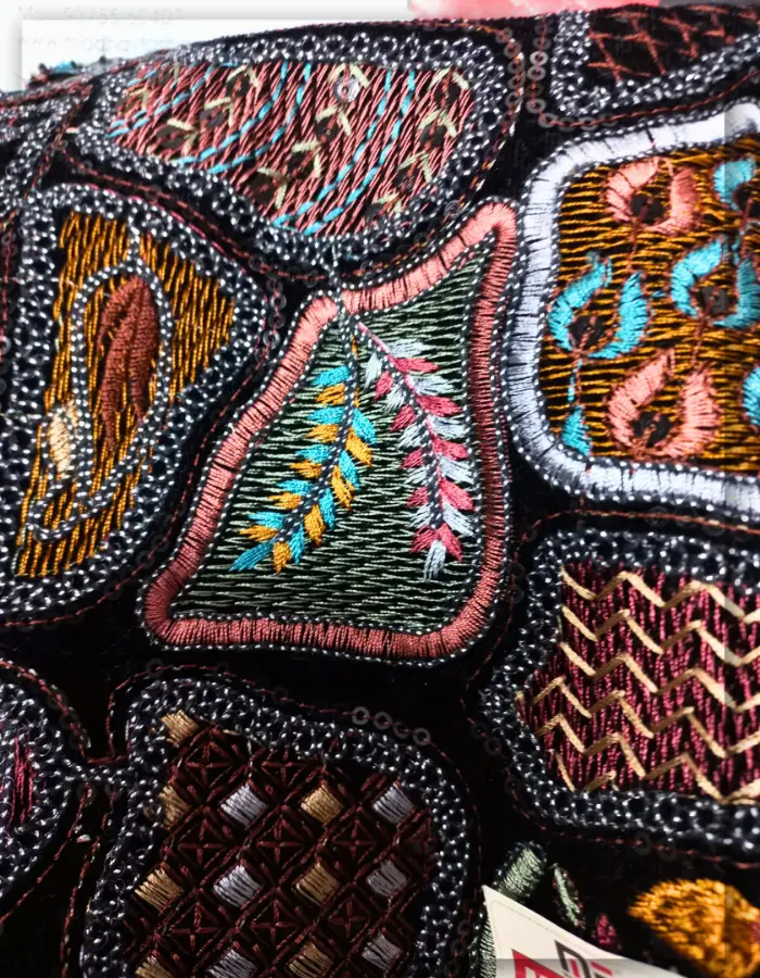 Black velvet Embroidery fabric for for women