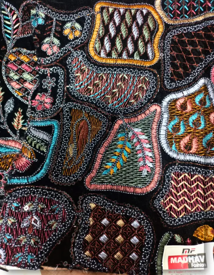 Black velvet Embroidery fabric for wedding