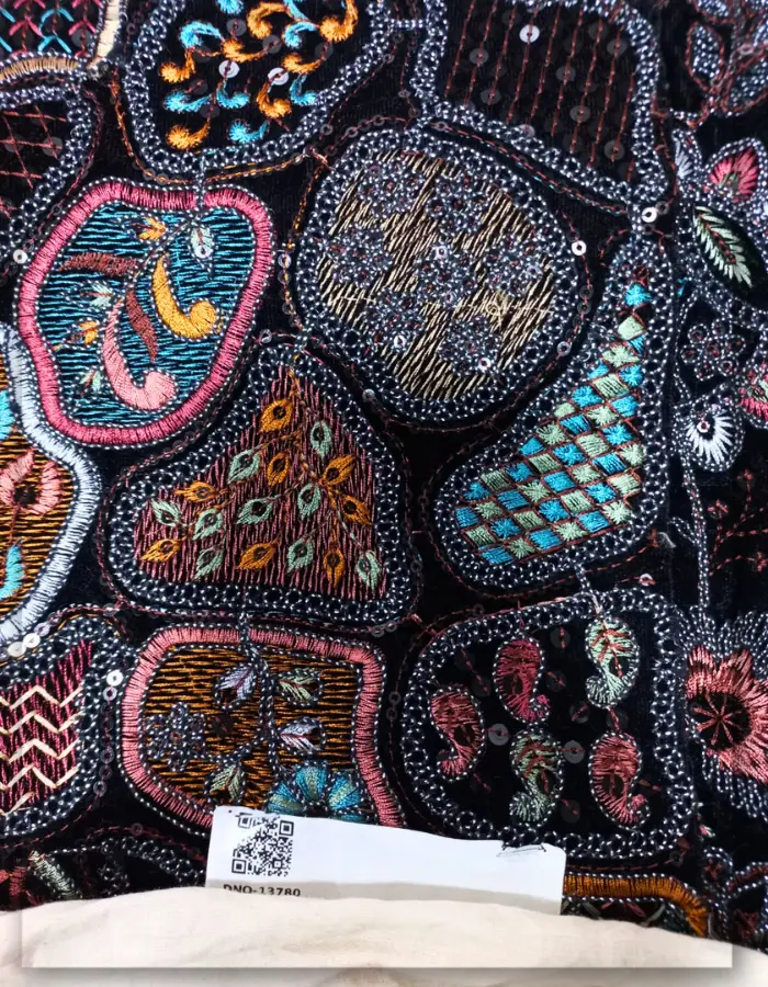 Black velvet Embroidery fabric for jacket
